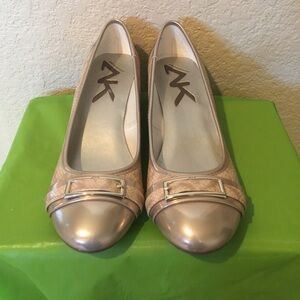 Anne Klein Sport Wedge Gold Metallic Reptile Shoes